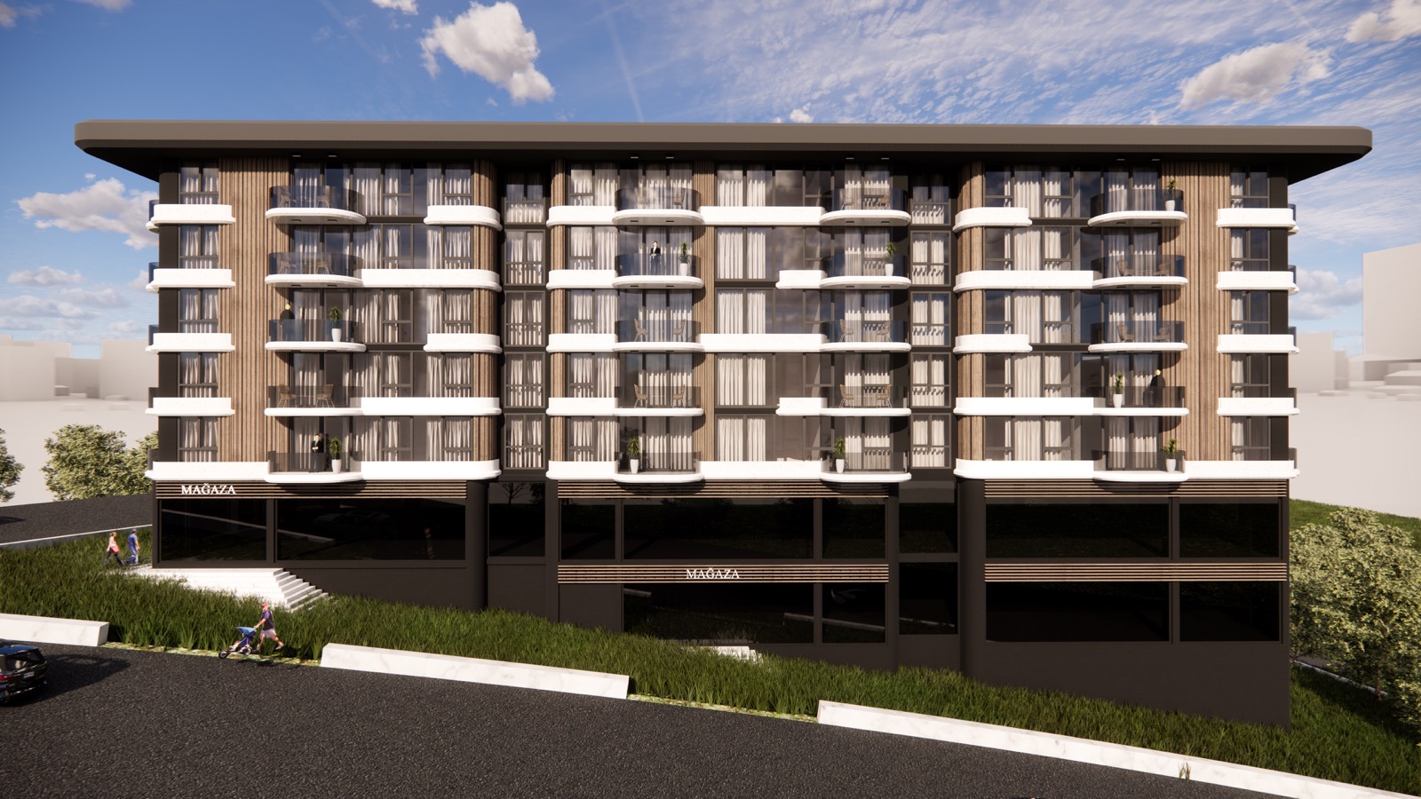 Modern exterior architecture of a Paşaoğlu İnşaat residential project.